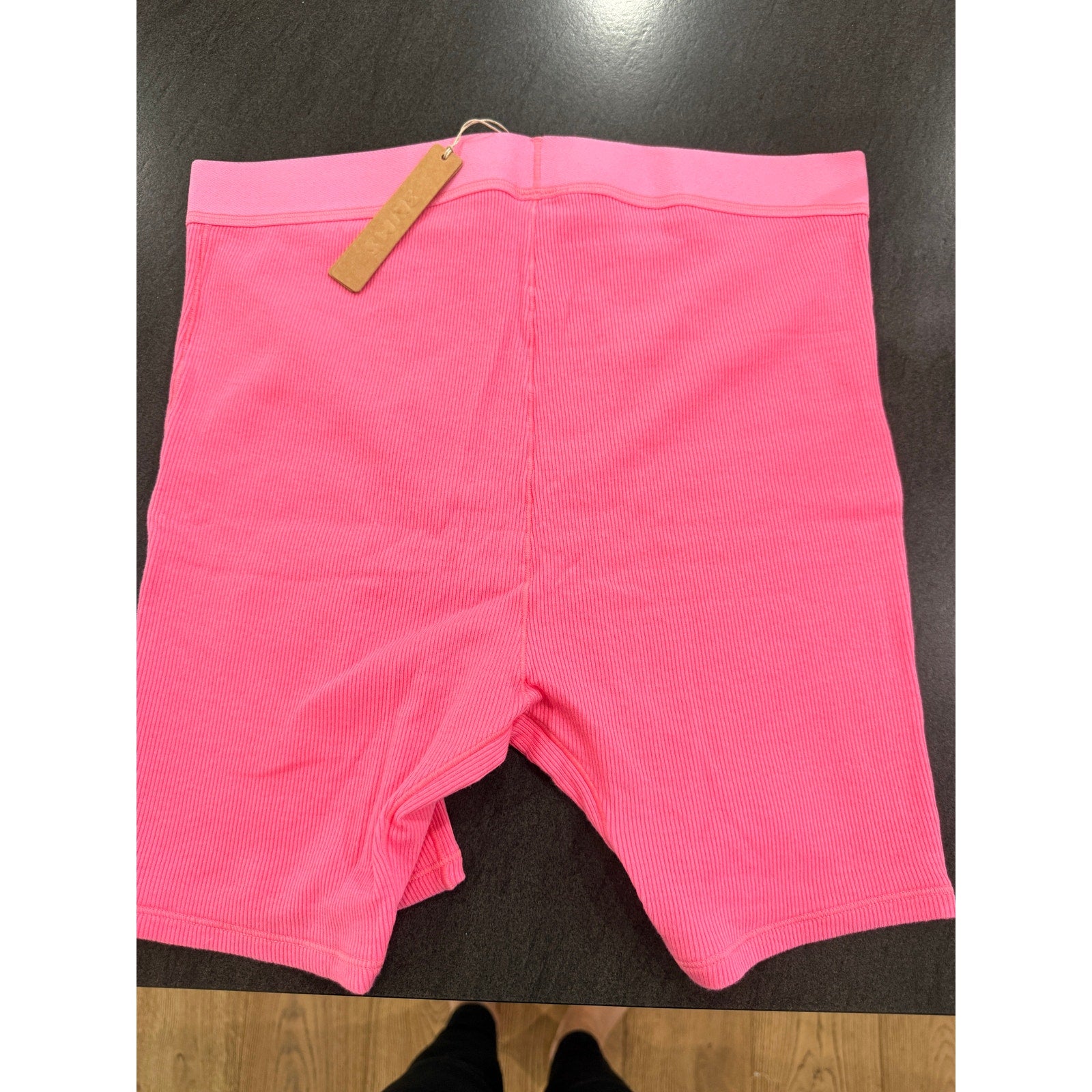 364 NWT SKIMS Cotton Ribbed Boxer Shorts in Sugar Pink Sz M *SOLD OUT