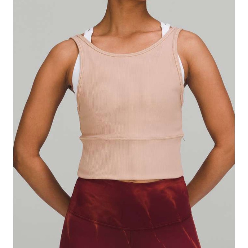 63 -  Lululemon Power Pivot Ribbed Tank Top Pink Clay Sz 8