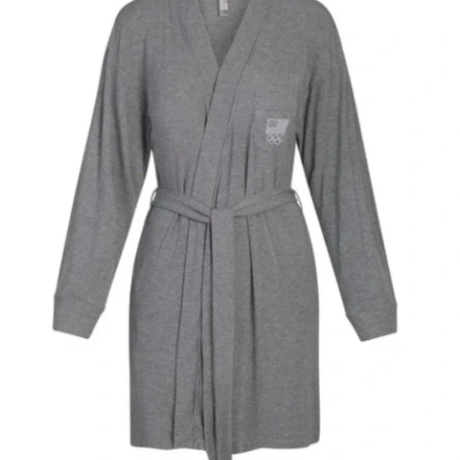 (2417) SKIMS NWT TEAM USA ROBE Olympic in HEATHER GRAY Sz M ** MISSING TIE