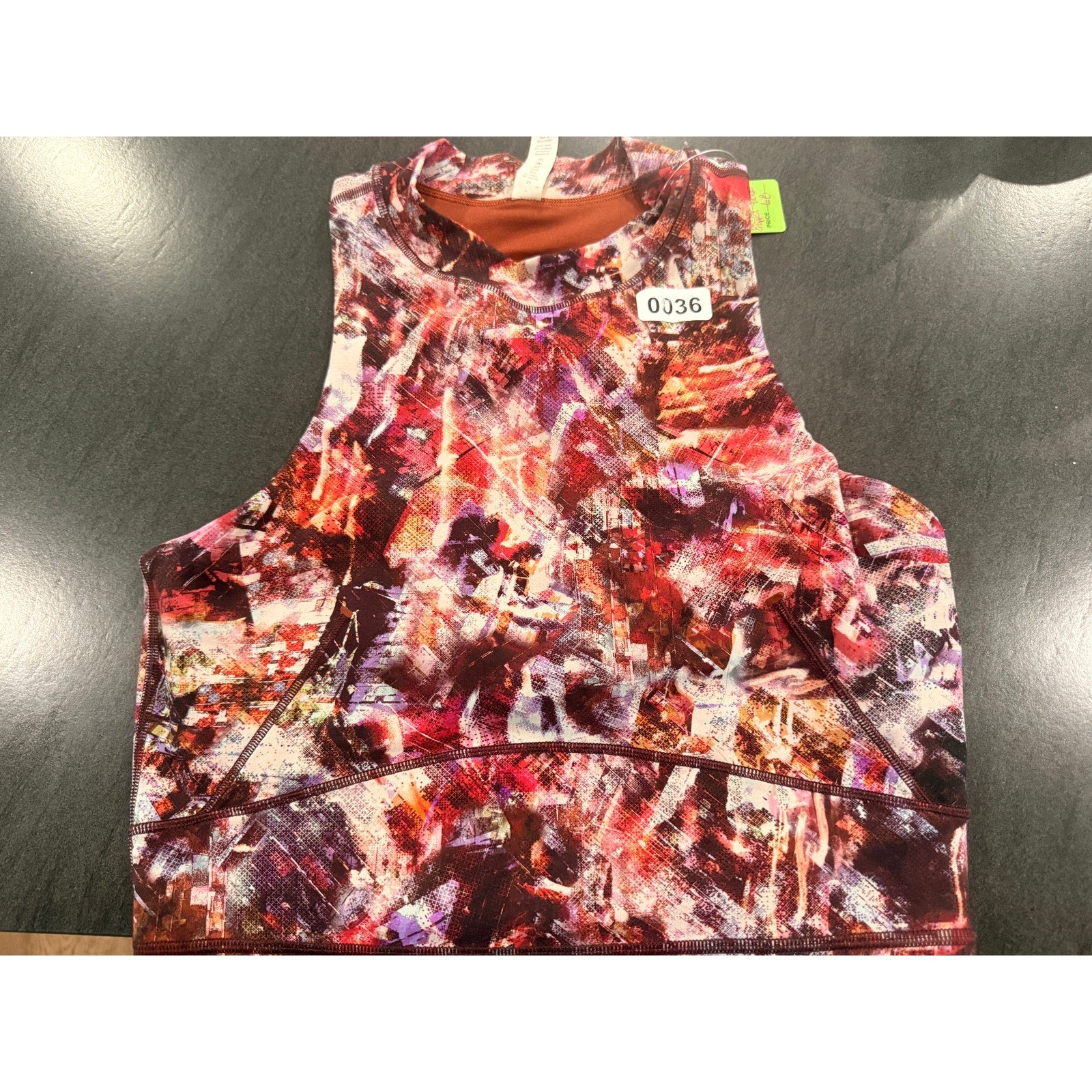 36 - Lululemon Everlux and Mesh Cropped Tank Urbantricity/Dark Terracotta Sz 8