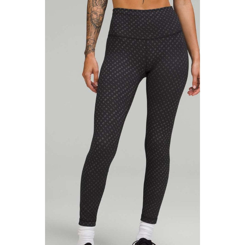 6735 Lululemon Wunder Train High-Rise Tight 25" Mirrorify Blk Sz 14 *RARE