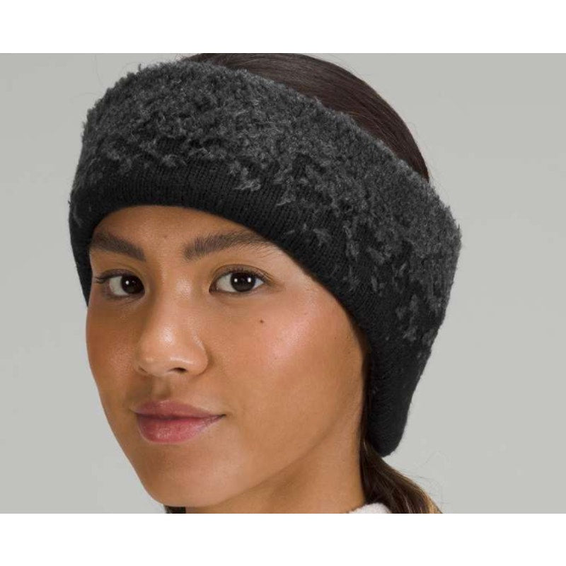 0221 Lululemon Womens Ombre Knit Textured Ear Warmer Black / Graphite Grey