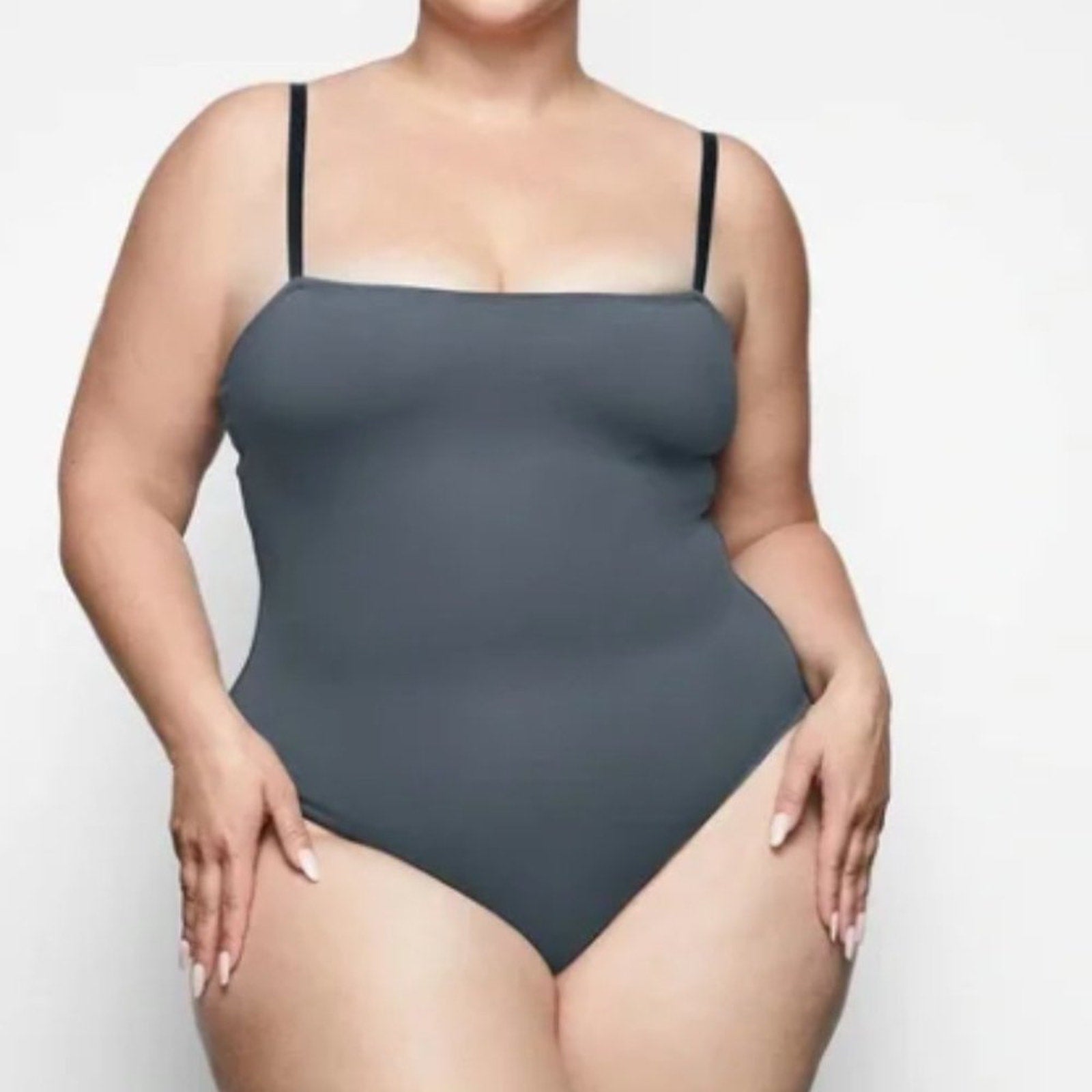 (2441) NWT SKIMS Shaping Swim Cami One Piece in Gunmetal Sz M **SOLD OUT