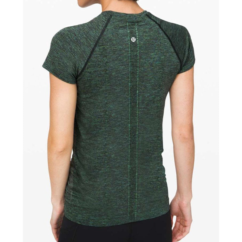 6174 - LULULEMON Swiftly Speed Short Sleeve Blk /Dp Coal /Clean Grn  Sz 4 *RARE