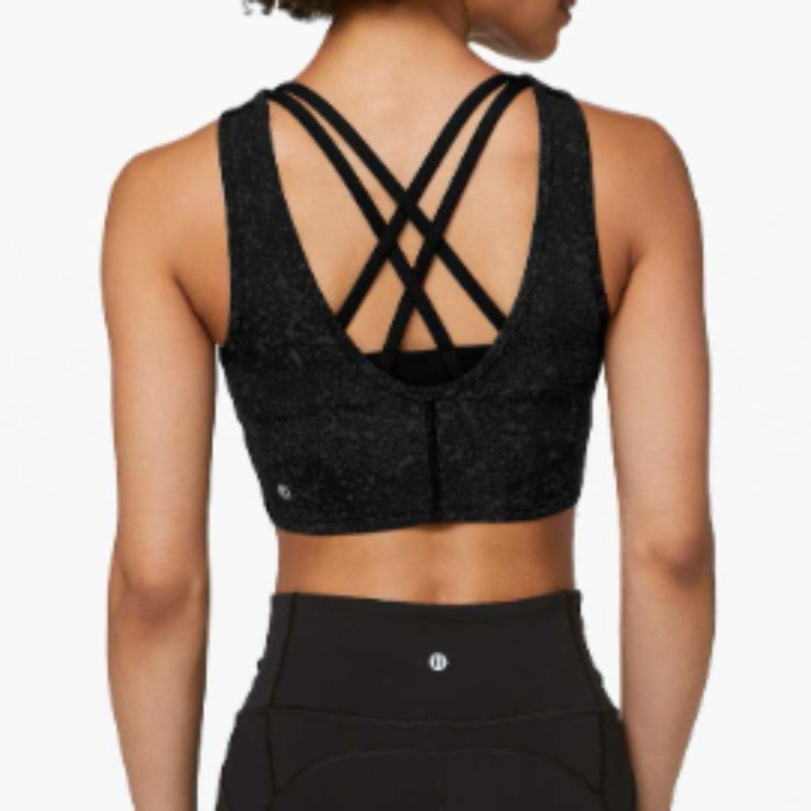 (6740) LOVED LULULEMON Energetic Edge Cropped Tank in BLACK Sz 12 ** SEE NOTES