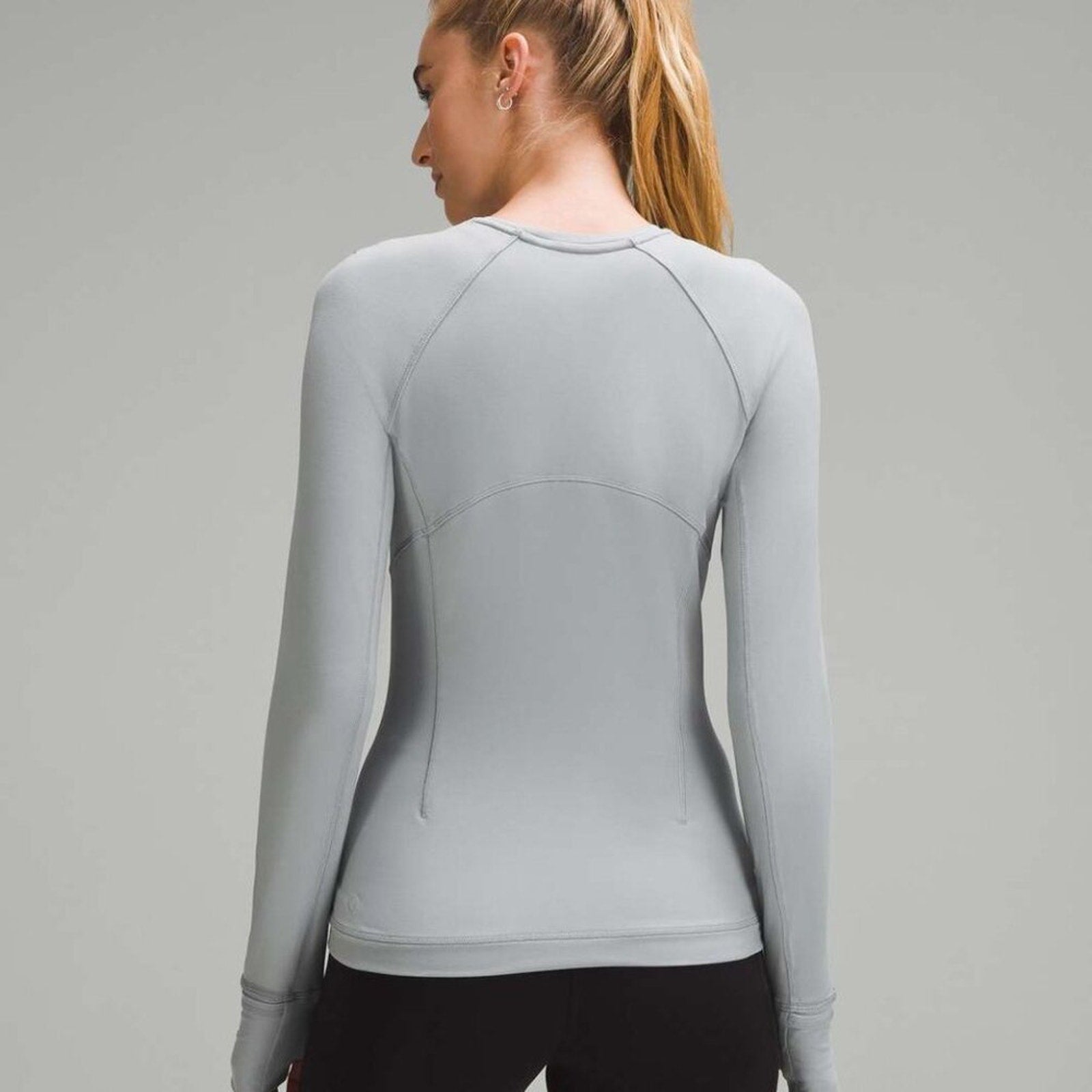 (6889) LULULEMON Its Rulu Run Long-Sleeve Shirt in RHINO GREY Sz 4 *FLAW