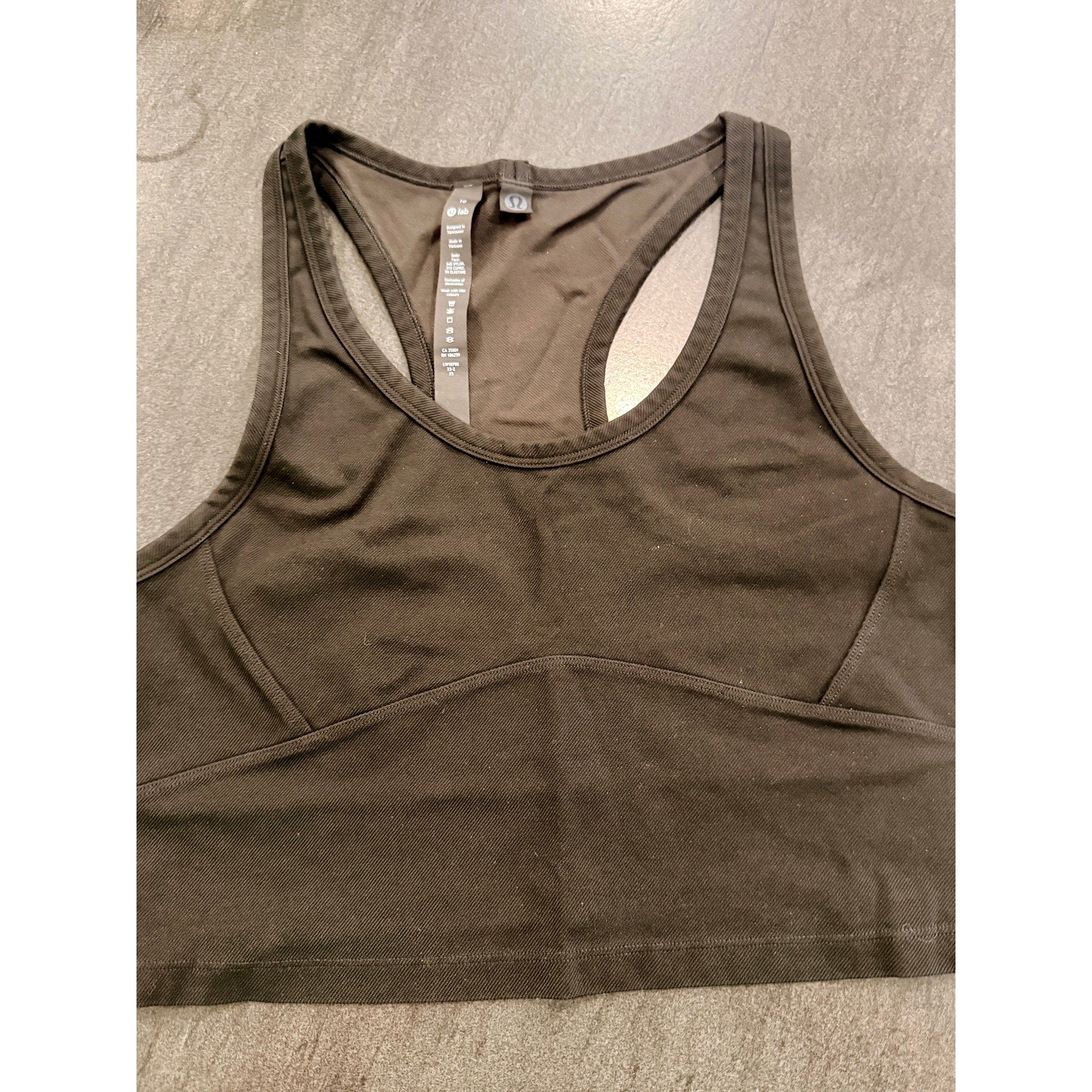 361 - Lululemon LAB Stretch Cupro Cropped Tank Top Black in Sz 10 *RARE