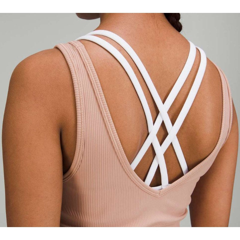 63 -  Lululemon Power Pivot Ribbed Tank Top Pink Clay Sz 8