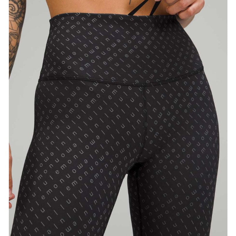 6735 Lululemon Wunder Train High-Rise Tight 25" Mirrorify Blk Sz 14 *RARE