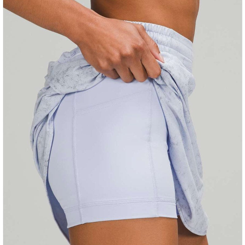 6435 Lululemon Hotty Hot Hotty Hot High-Rise Skirt *Long Gravel Dust Pastel Blue Sz 6