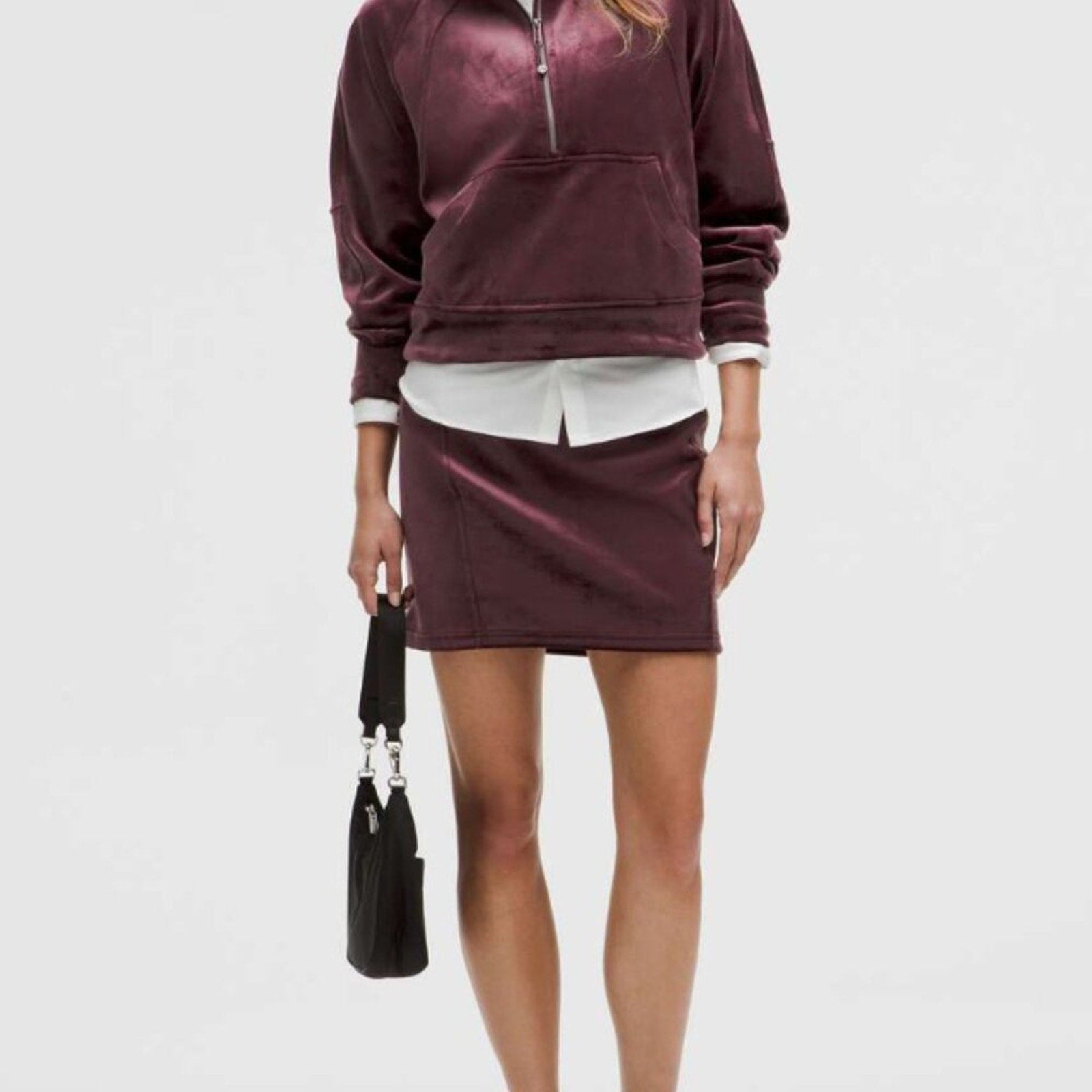 (6880) LLL NWT SCUBA HR MINI Skirt in Velvet $88 in GARNET Sz M