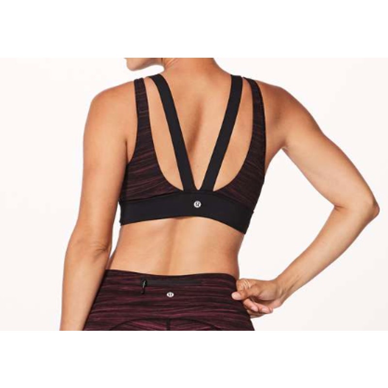6582 Lululemon Run The Day Bra Low in Tide Blush Berry Black in Sz 2