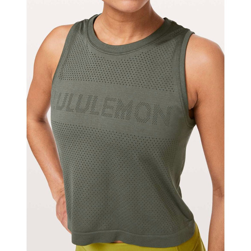 6629 Breeze By Muscle Crop Tank *lululemon Grey Sage Sz 6
