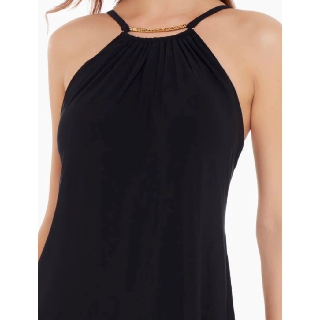 445 - NWT BOSTON PROPER Hardware High Neck Swim Dress in Black Sz 10