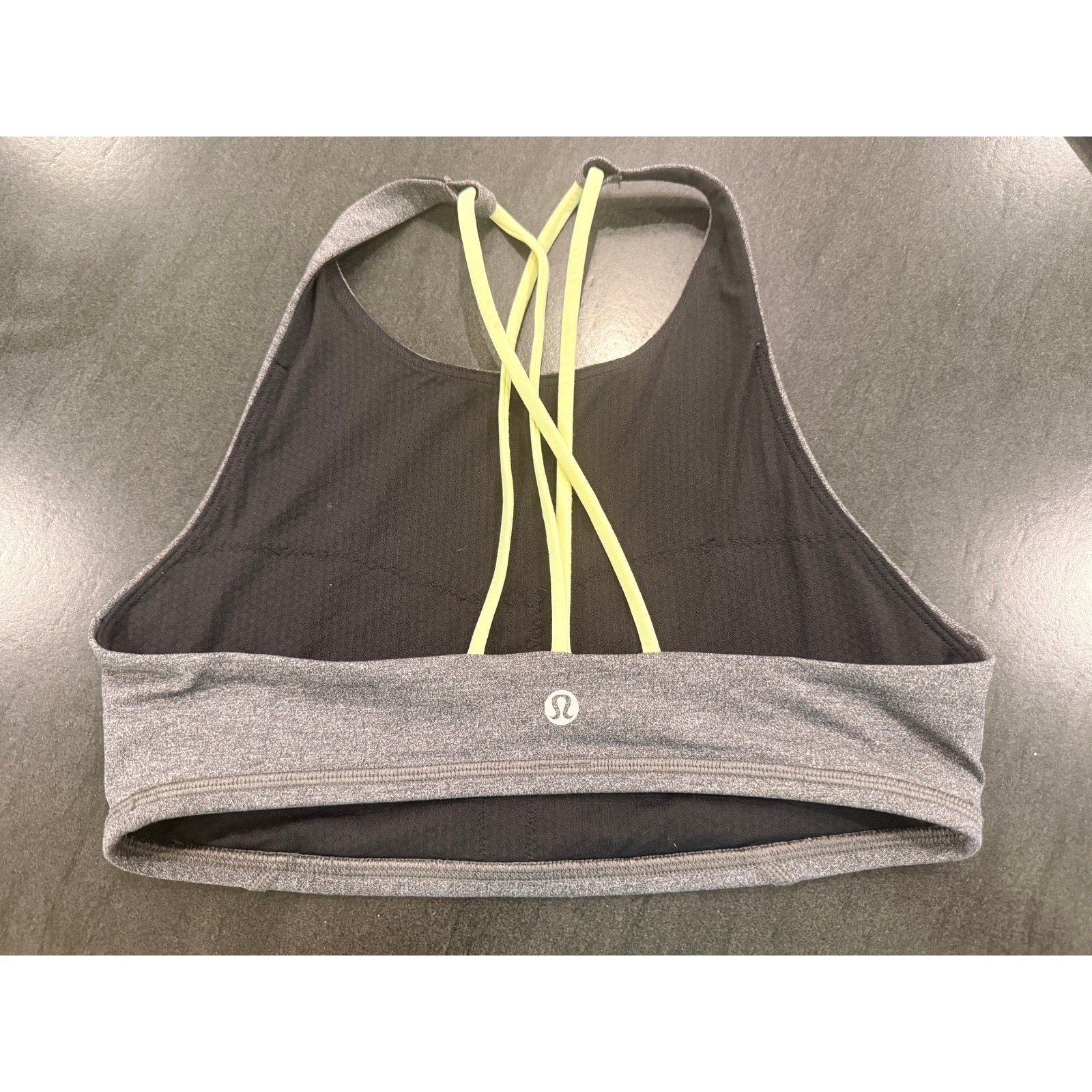 78 - Lululemon x Soul Cycle Free To Be Bra *High Neck Grey Black/Lemon Ice Sz 6