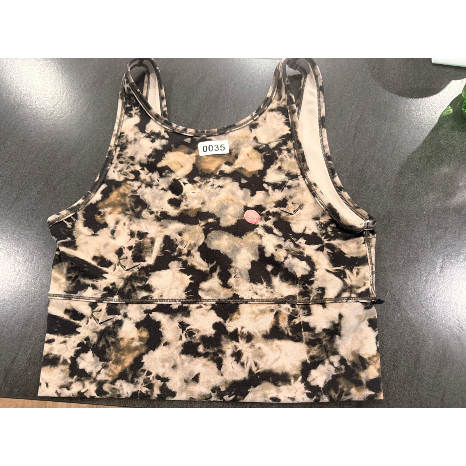 35 - Lululemon Power Pivot Tank *Everlux Dispersed Light Raw Linen Sz 8