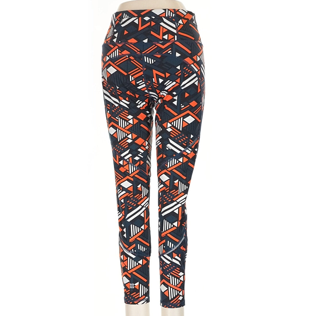 452 - SWEATY BETTY The Power pattern orange 7/8 lux leggings Sz XXS