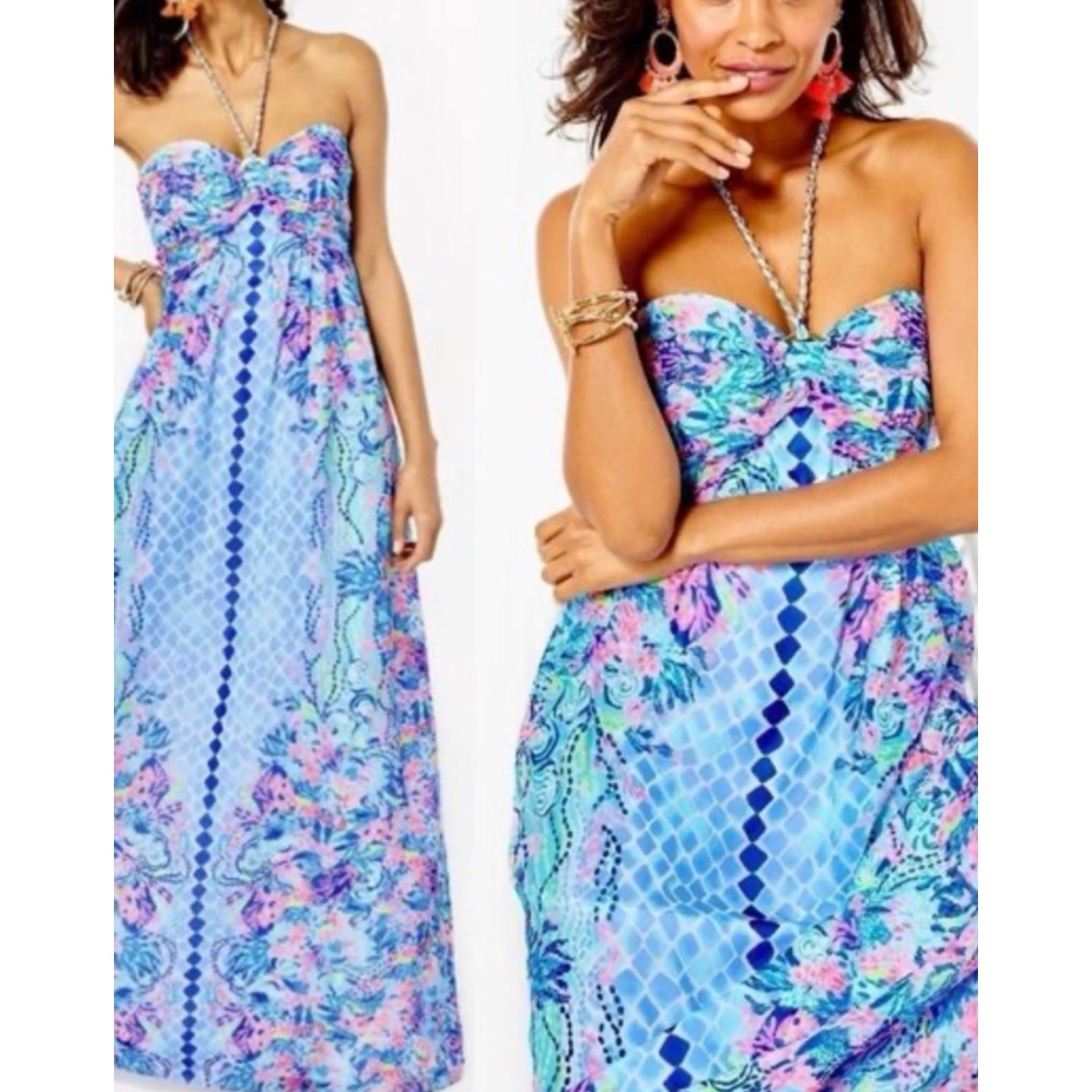 344 - NWT LILLY PULITZER  Viv Maxi Dress Multi Hidden Treasure Dress in Sz 10 ($398)