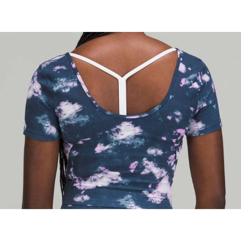 6590 -  LULULEMON Align T-Shirt Circulate Tie Dye Mineral Blue Sz 8