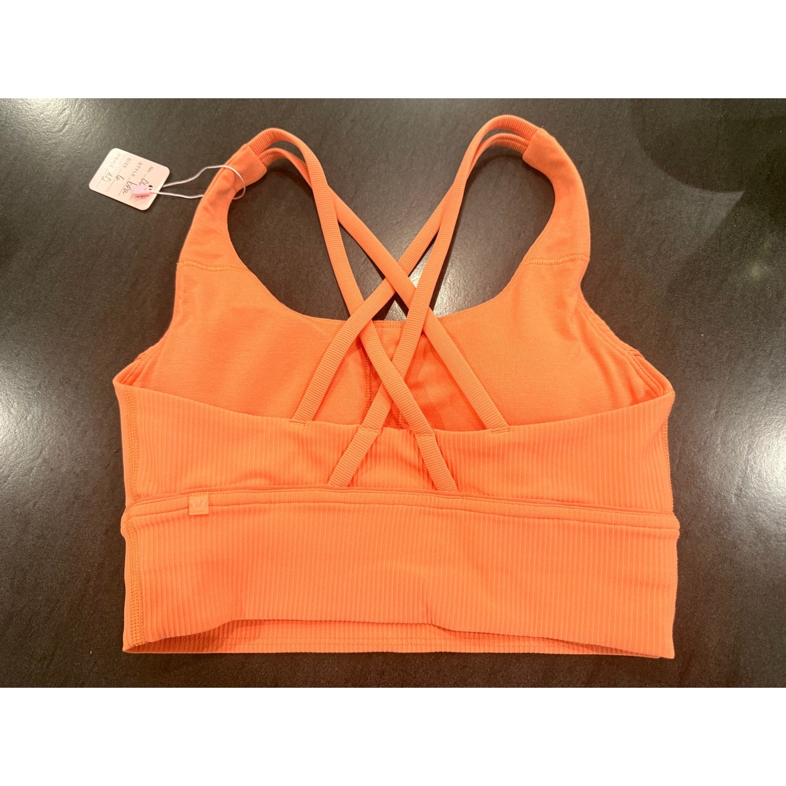 66 - Lululemon Energy Longline Bra Ribbed Luxtreme *Medium Support Sunny Coral Sz 6