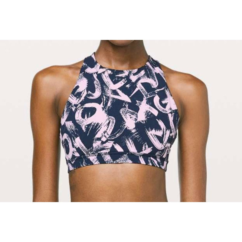 33 - Lululemon Free To Be Serene Bra *High Neck in Graffiti Pop True Navy Sz 6