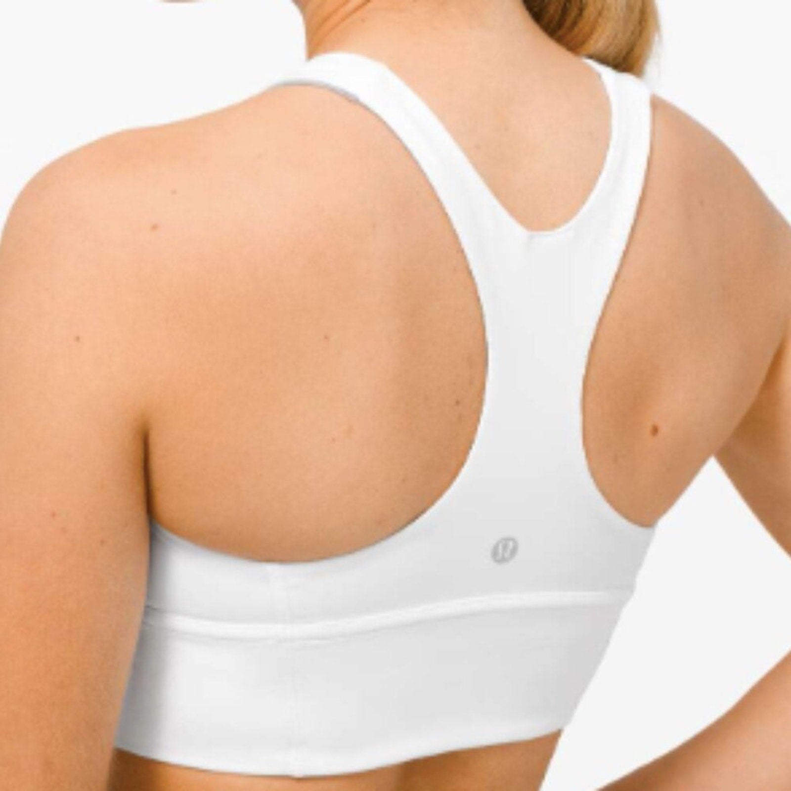 5 Lululemon Wunder Train Long-Line Bra *Medium Support in WHITE Sz 4 *FLAW