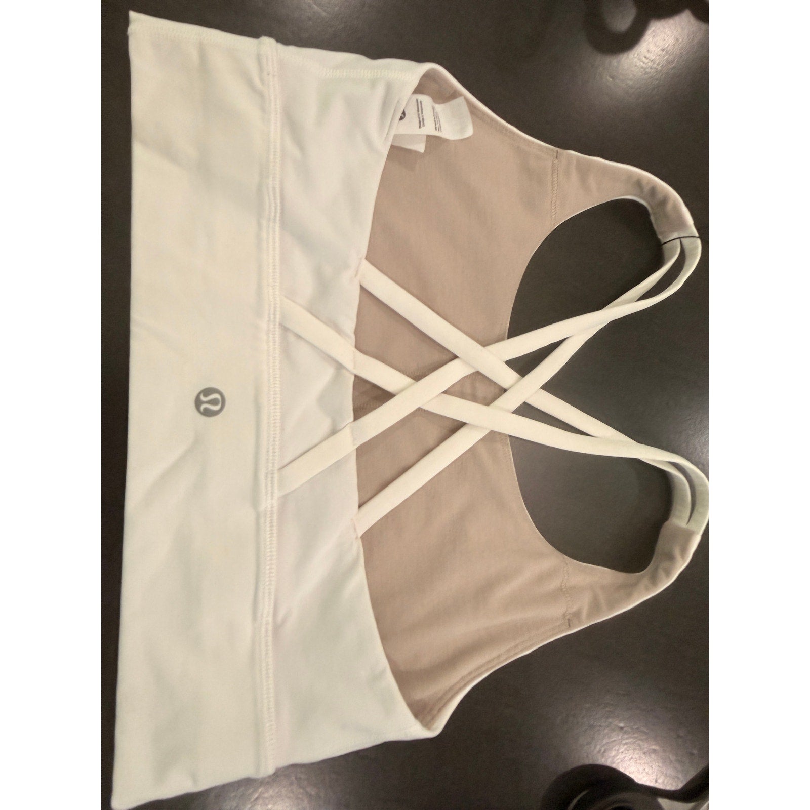 6483 Lululemon Energy Bra *Long Line White sz 8 *FLAW Makeup