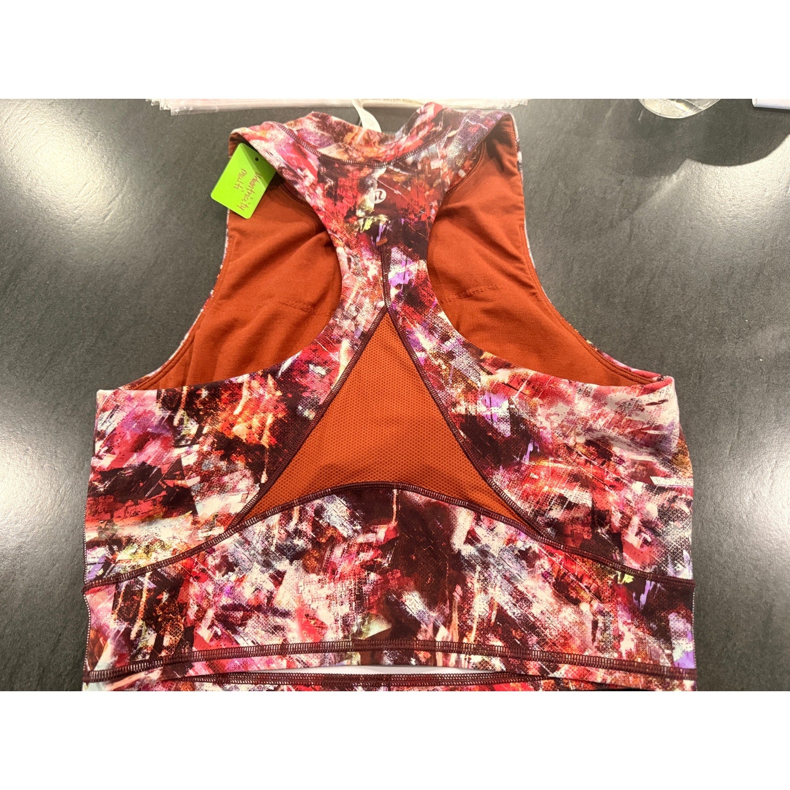 36 - Lululemon Everlux and Mesh Cropped Tank Urbantricity/Dark Terracotta Sz 8