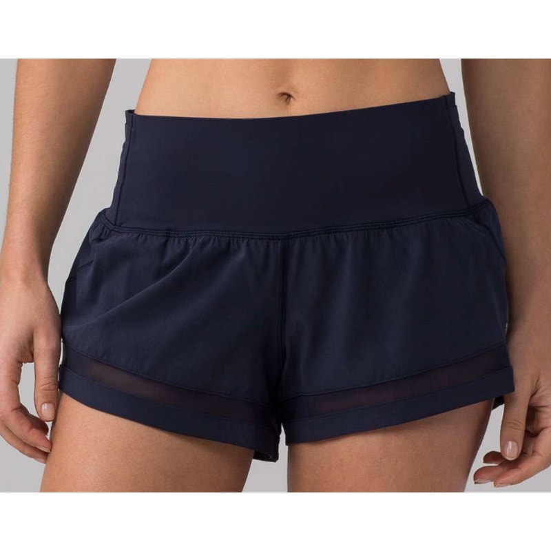 1876 Lululemon Pace Perfect Short (3") Midnight Navy Sz 8 *LOGO FADE