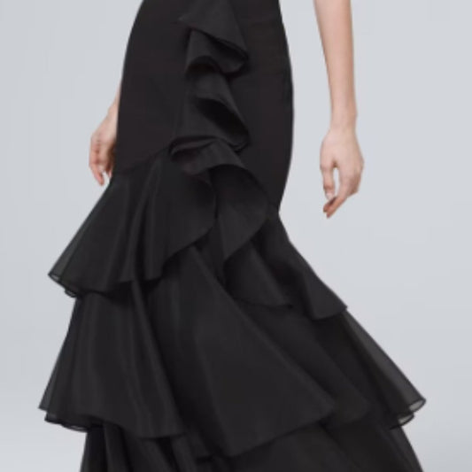 🆕  AIDAN MATTOX Ruffle-Detail Gown NWT Sz 10 ** SOLD OUT **
