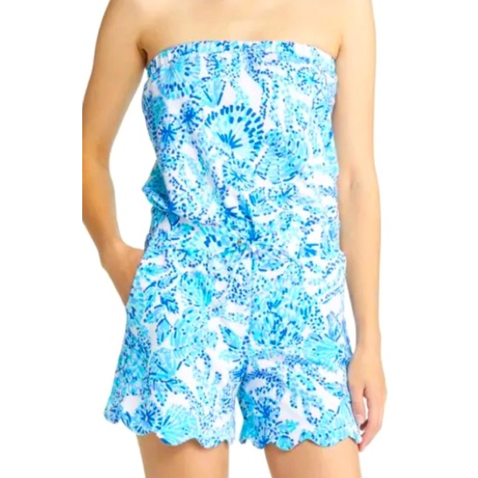 458 - LILLY PULITZER Jace Strapless Cotton Blend Romper, size L