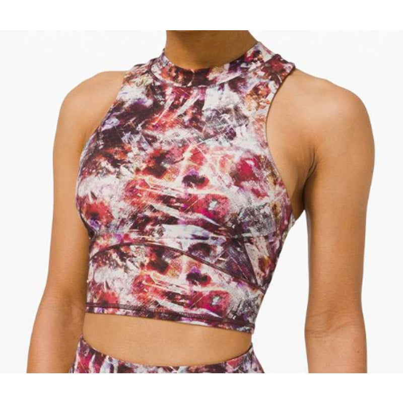 36 - Lululemon Everlux and Mesh Cropped Tank Urbantricity/Dark Terracotta Sz 8