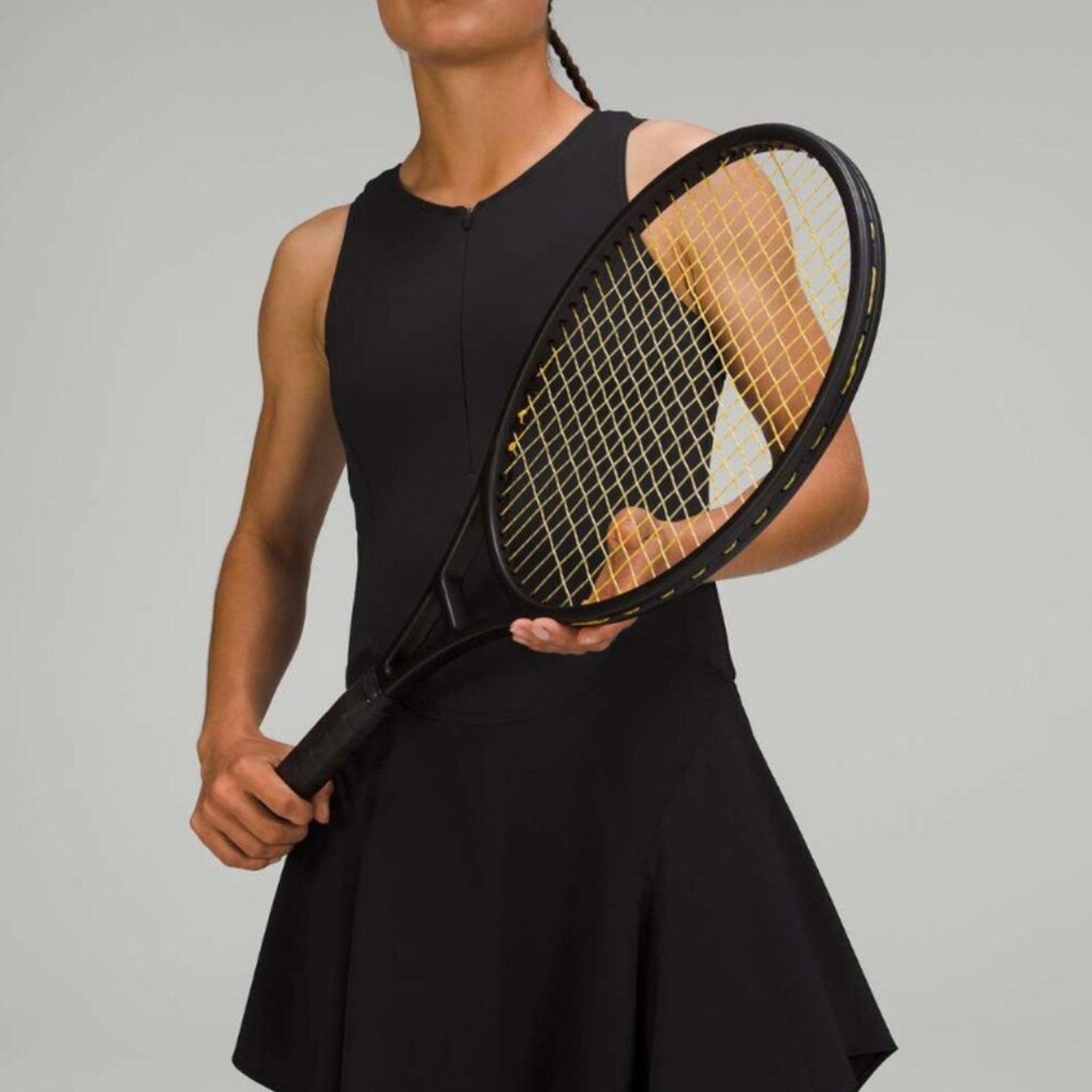 185 Lululemon Everlux Short-Lined Tennis Tank Top Dress 8" Black in Sz 4