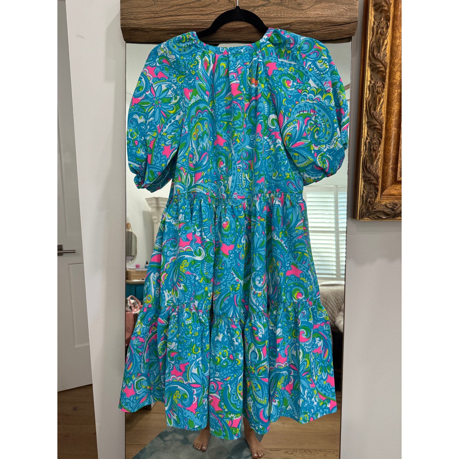 0105 NWT Lilly Pulitzer Shannon Short Sleeve Dress, Seabreeze Blue Hey Gullfriend sz S