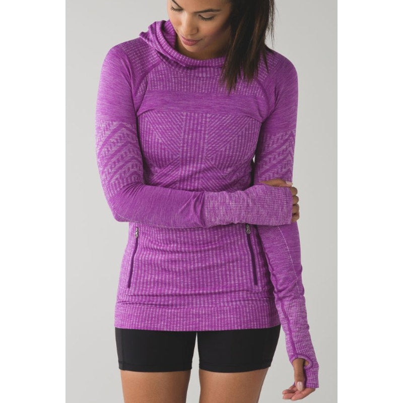 6990 LULULEMON Rest Less Hoodie Heathered Tender Violet P2P = 17" Sz 6
