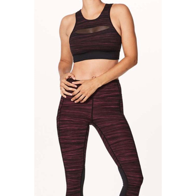 6582 Lululemon Run The Day Bra Low in Tide Blush Berry Black in Sz 2