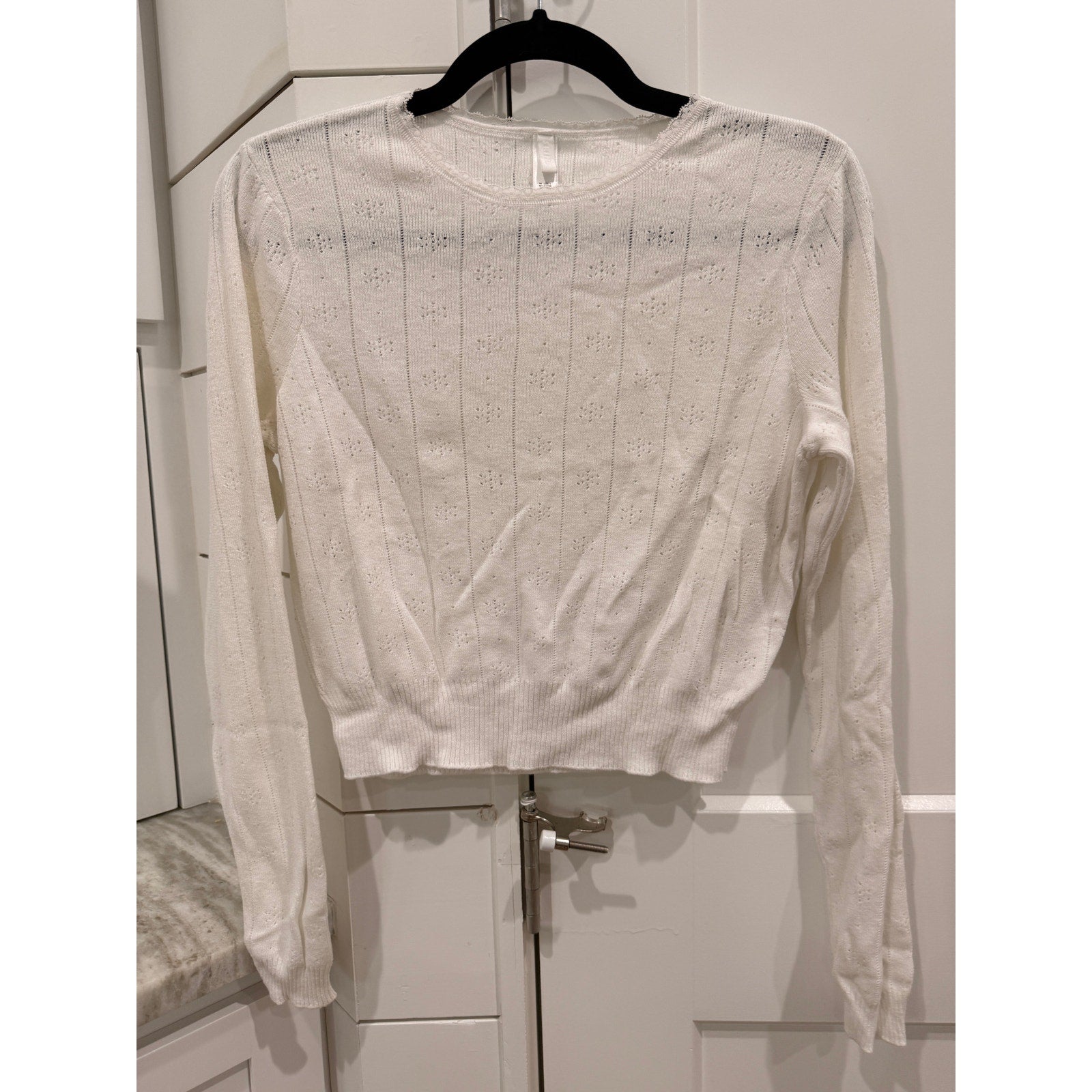 360 - SKIMS Pointelle Knit Long Sleeve Sweater | Marble | Sz XL