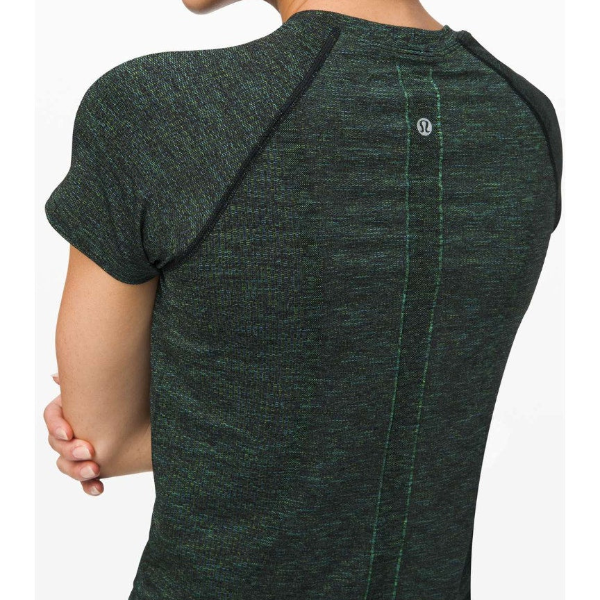 6174 - LULULEMON Swiftly Speed Short Sleeve Blk /Dp Coal /Clean Grn  Sz 4 *RARE