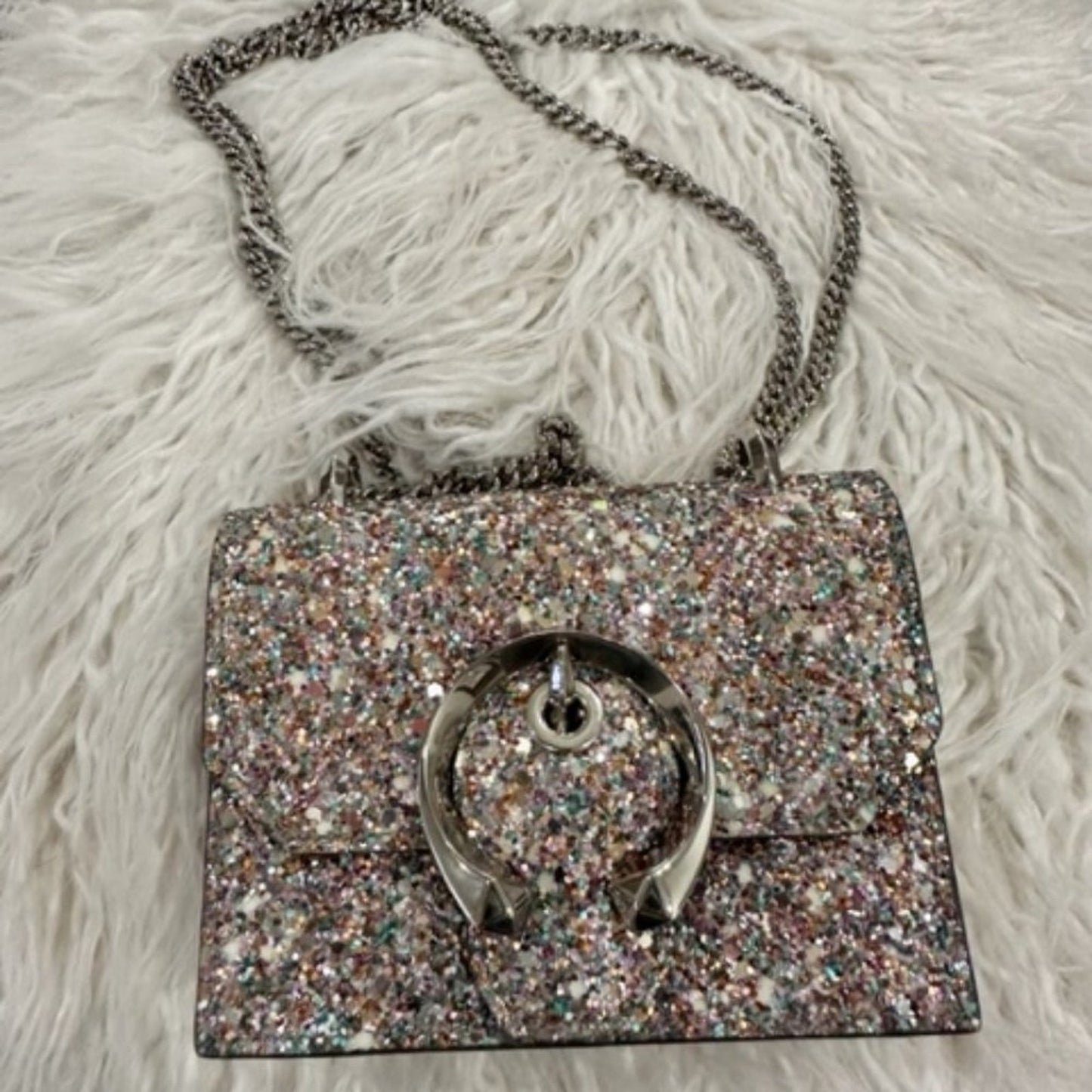🆕  JIMMY CHOO MINI GLITTER PARIS BAG