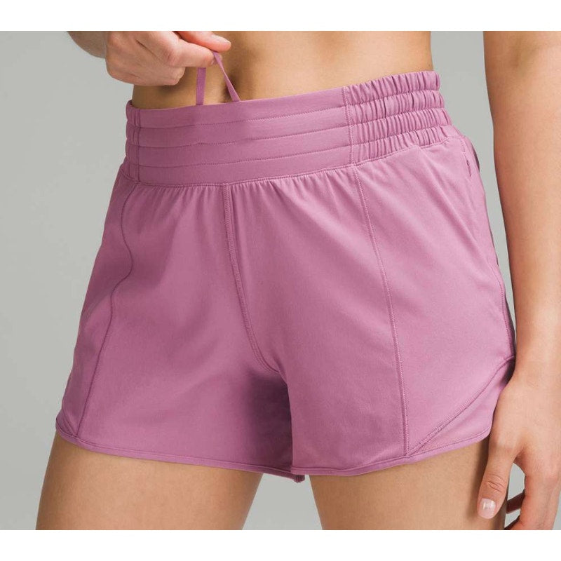 436 Lululemon Hotty Hot High-Rise Lined Short 4" Velvet Dust Sz 10