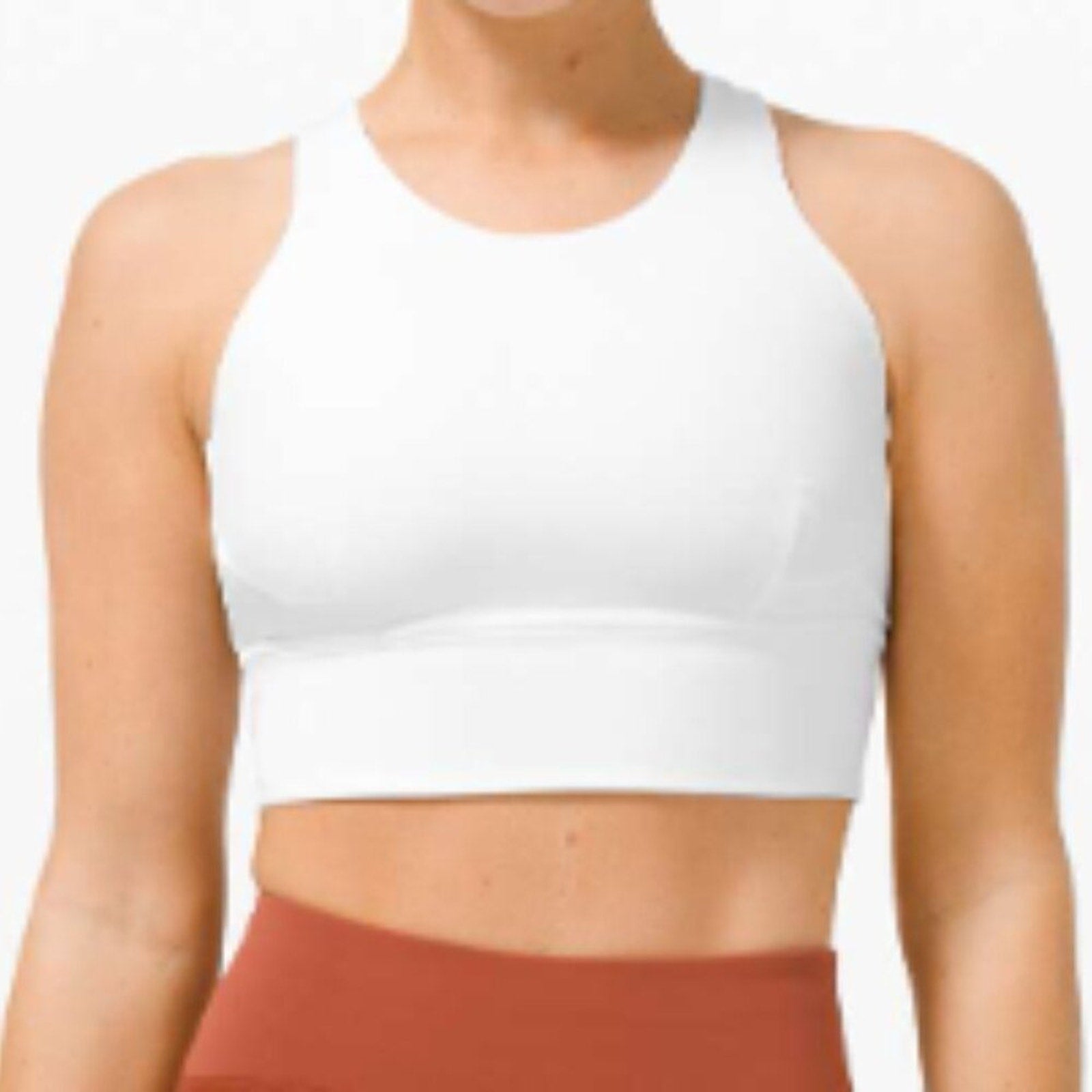 5 Lululemon Wunder Train Long-Line Bra *Medium Support in WHITE Sz 4 *FLAW