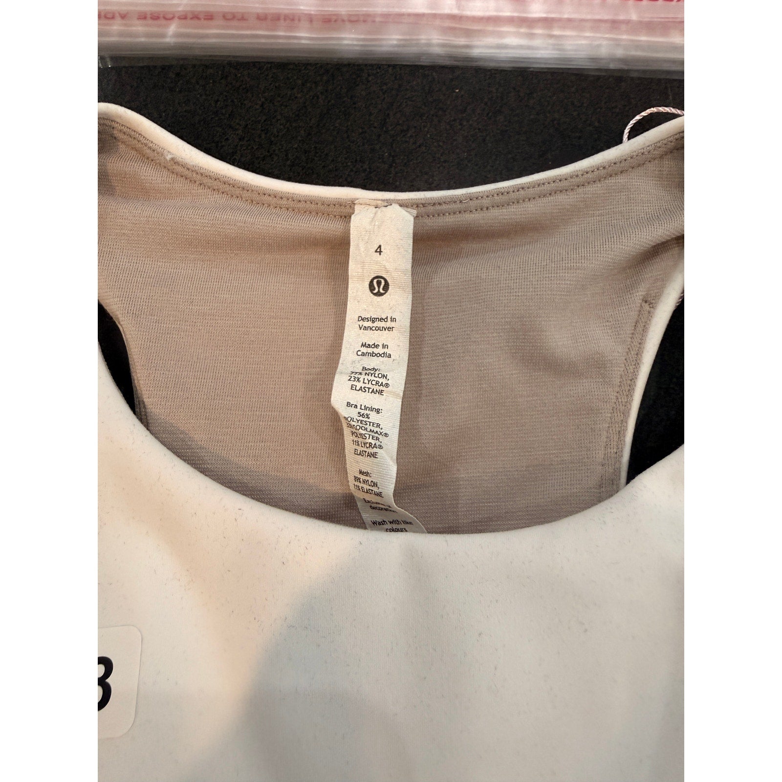 6431 Lululemon Everlux Asymmetrical Tennis Tank Top White in Sz 4 **FLAW