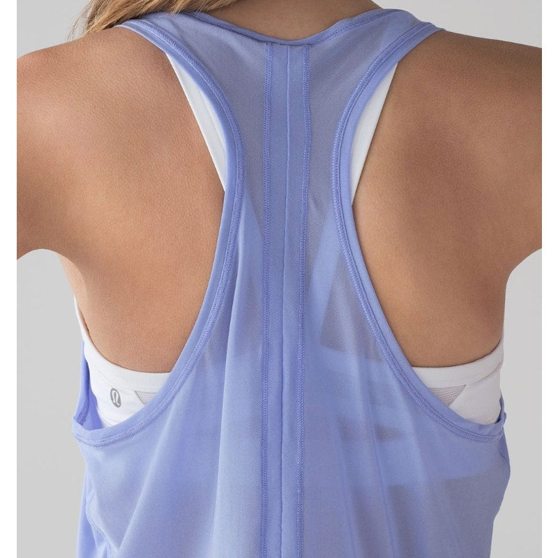 6398 Lululemon Two With One Singlet in Sz 8 (Hydrangea Blue)