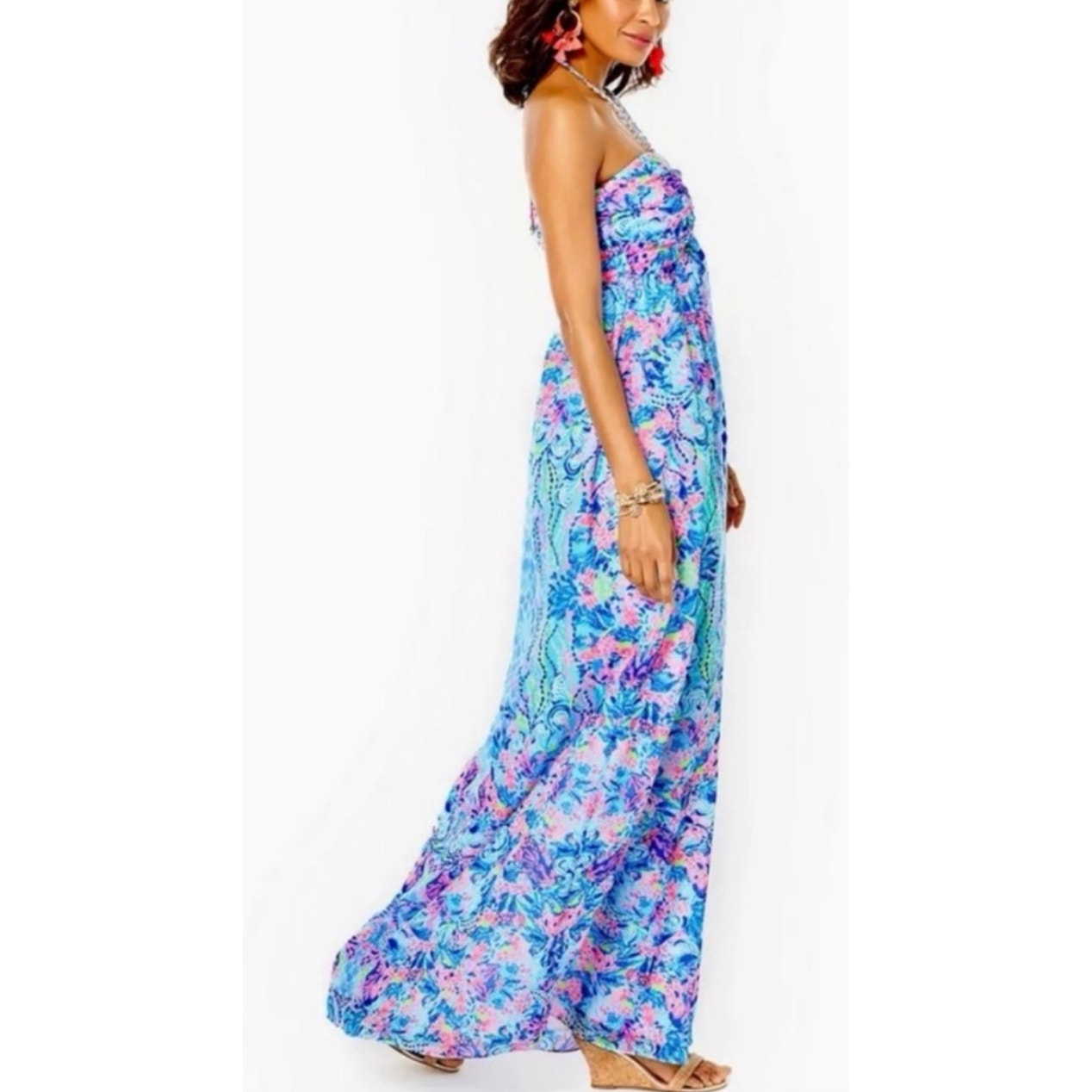 344 - NWT LILLY PULITZER  Viv Maxi Dress Multi Hidden Treasure Dress in Sz 10 ($398)