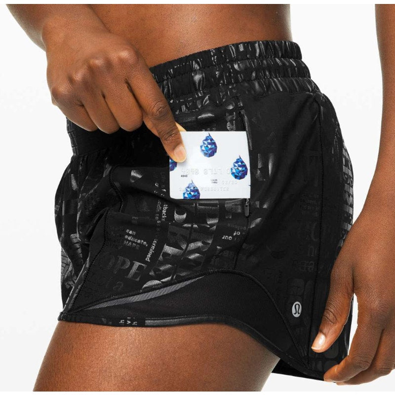 6445 Lululemon Hotty Hot Short II *Long 4" 20YR Manifesto Foil *LOGO Fade