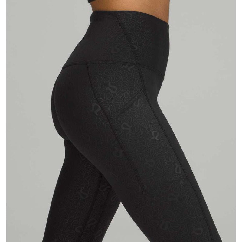 6780 Lululemon Align HighRise Pant with Pockets 25" Yogo Emboss Black Sz 12 *RARE