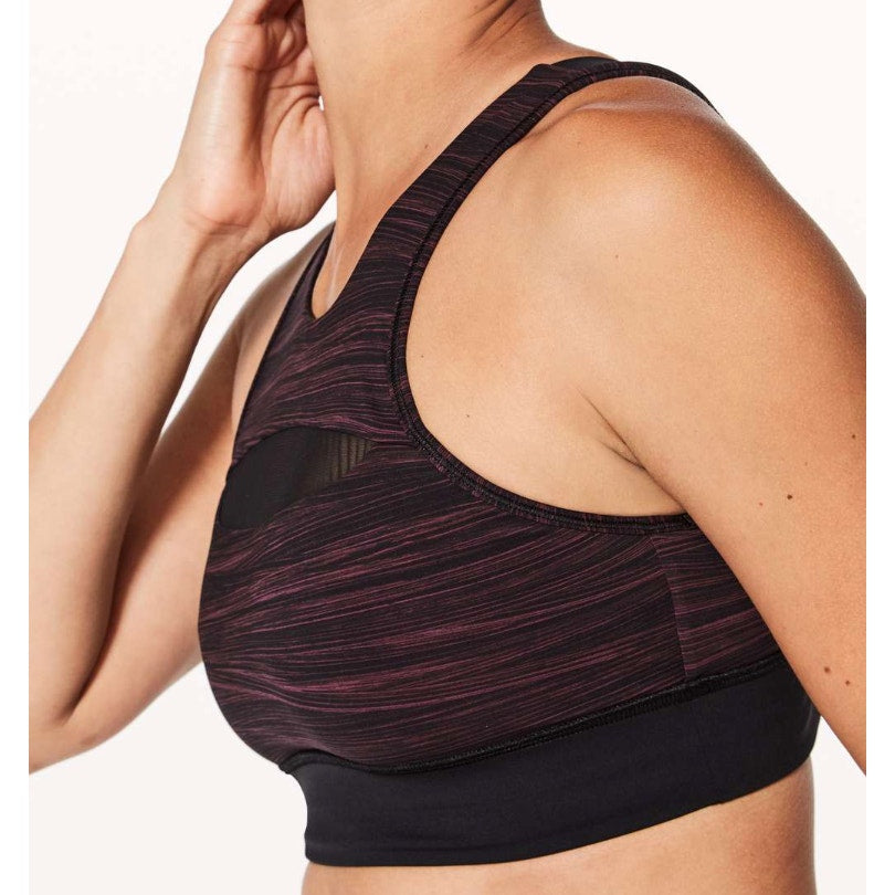 6582 Lululemon Run The Day Bra Low in Tide Blush Berry Black in Sz 2