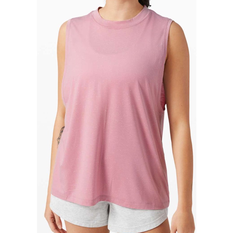 6546 - LULULEMON All Yours Boyfriend Tank Pink Taupe Sz 6 (Oversized)