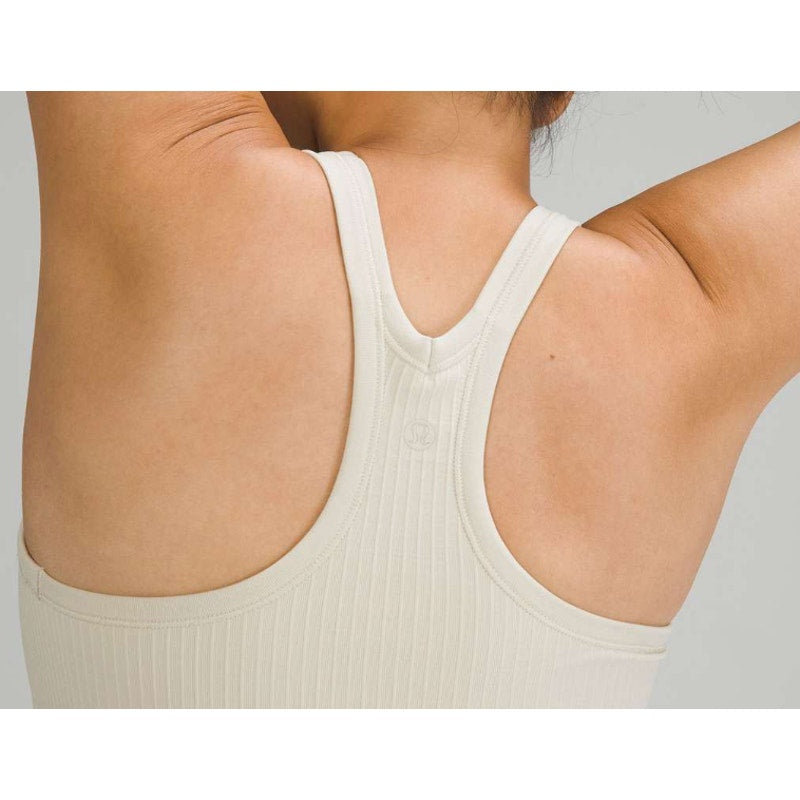 352 - Lululemon Ebb To Street Racerback Crop Tank in Natural Ivory Sz 8 *PULL