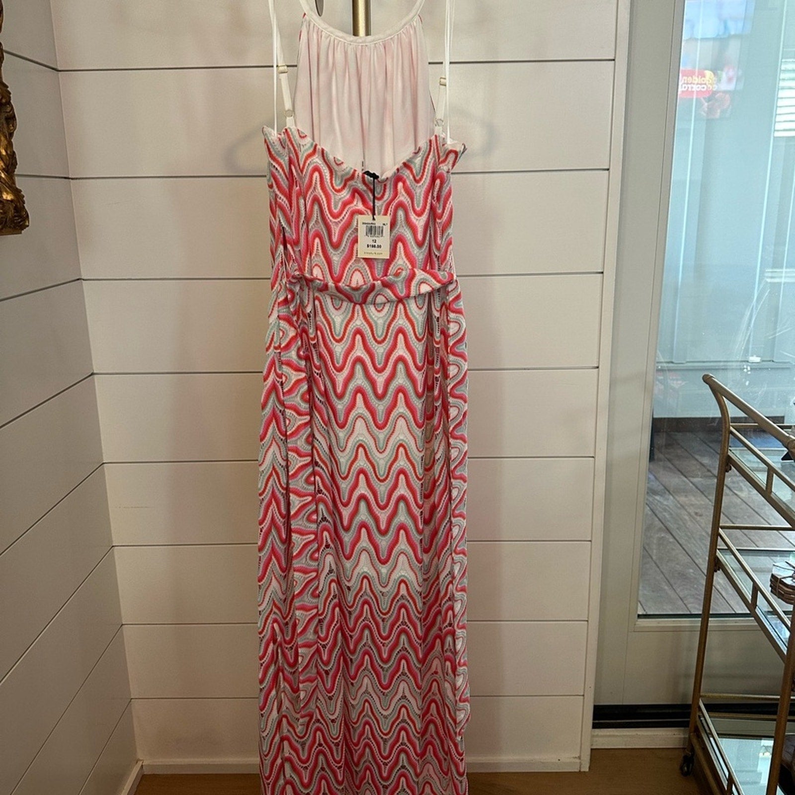 NWT Trina Turk Women's Serafina Crochet Halter Maxi Dress SZ 12